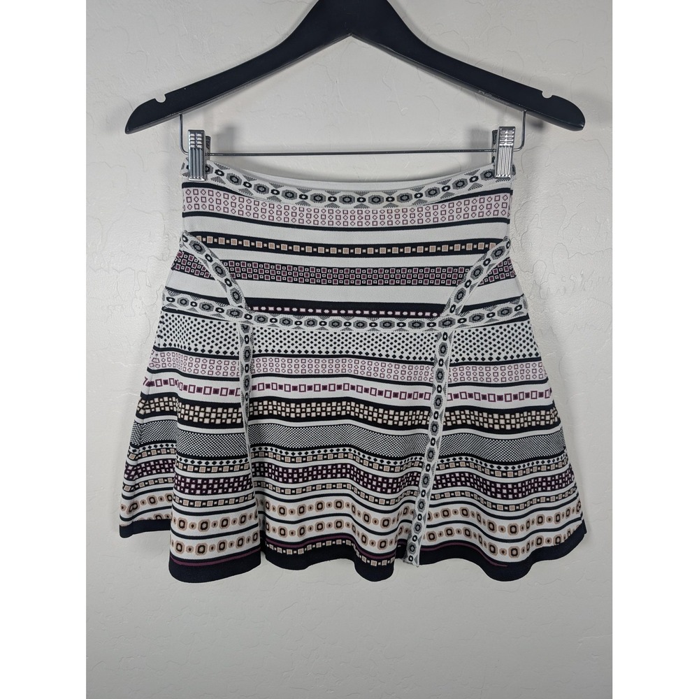Diane Von Furstenberg Skirt Womens P Multicolor Stripe Knit Skater Mini‎ Pull On